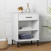 Berkfield Home Console Cabinet with Metal Legs White Solid Wood Pine OSLO