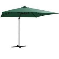 Cantilever Umbrella with LED lights and Steel Pole 250x250 cm Green