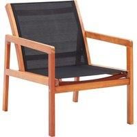 Garden Lounge Chair Black Solid Eucalyptus Wood and Textilene
