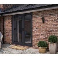 ATT Fabrications Limited Model 4 French Door (dual Handle) & X1 Narrow Sidelite - Grey/Grey - Lh Master Open Out - 1490Mm X 2090Mm - (including Cill & Vent)