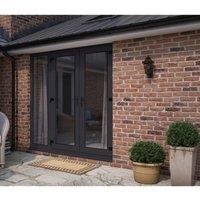 ATT Fabrications Limited Model 5 French Door dual Handle & X1 Wide Sidelite - Grey Grey - Lh Master Open Out - 2090Mm X 2090Mm - including Cill & Vent