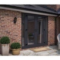 ATT Fabrications Limited Model 5 French Door (dual Handle) & X2 Narrow Sidelites - Grey/Grey - Lh Master Open Out - 2090Mm X 2090Mm - (including Cill & Vent)