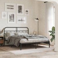 Berkfield Home Metal Bed Frame without Mattress with Headboard Black 135x190cm | Size: 135x190 cm
