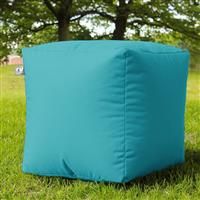 rucomfy Beanbags Indoor Outdoor Footstool Bean Bag, Cube Pouffe. Use as Extra Seating in Home or Garden. Water Resistant 38 x 38cm (Turquoise)