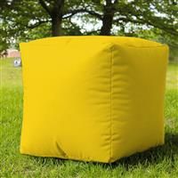 rucomfy Beanbags Indoor Outdoor Cube Bean Bag Pouffe. Home or Garden Extra Seating. Square Water Resistant Footstool 38 x 38cm (Yellow)