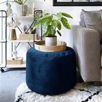 rucomfy Beanbags Luxury Round Velvet Pouffe Bean Bag. Large Footstool Ottoman. Home Furniture Decor or Bed Room Foot Rest. Lightweight & Durable W55cm x H38cm (Peacock Blue)
