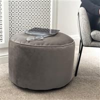 rucomfy Beanbags Luxury Round Velvet Pouffe Bean Bag. Large Footstool Ottoman. Home Furniture Decor or Bed Room Foot Rest. Lightweight & Durable W55cm x H38cm (Pebble Grey)