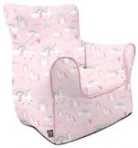 rucomfy Beanbags Unicorn Castle Childrens Armchair Bean Bag. Pastel Pink Rainbow Recliner Chair for Girls & Boys Kids Comfort Support. Pre Filled Durable Machine Washable - L45 x W52 x H64cm