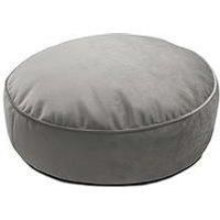rucomfy Beanbags Large Velvet Round Floor Cushion Beanbag. Use as Luxury Circle Cushion or Chair for Extra Seating - L70 x W70 x H18cm (Pebble Grey)
