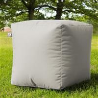 rucomfy Beanbags Indoor Outdoor Footstool Bean Bag, Cube Pouffe. Use as Extra Seating in Home or Garden. Water Resistant 38 x 38cm (Platinum)