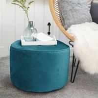 rucomfy Beanbags Luxury Round Velvet Pouffe Bean Bag. Large Footstool Ottoman. Home Furniture Decor or Bed Room Foot Rest. Lightweight & Durable W55cm x H38cm (Teal)