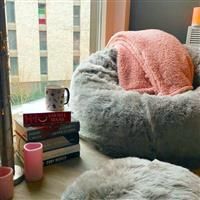 rucomfy Beanbags Hygge Faux Fur Bean Bag. Luxury Soft & Furry Pre Filled Living or Bed Room Chair for Adults. 80 x 110cm (Grey)