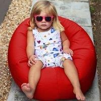rucomfy Beanbags Indoor Outdoor Small Kids Bean Bag. Childrens Outside Garden Chair. Pre Filled Water Resistant & Durable. 50cm x 65cm (Red)