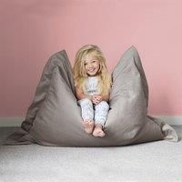 rucomfy Beanbags Luxury Velvet Junior Squashy Squarbie Bean Bag. Kids Lounger for Bedroom or Play Room. Childrens Large Plush Floor Cushion - 125 x 100cm (Pebble Grey)