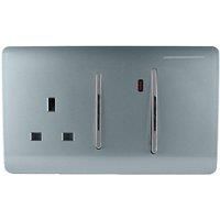 Trendi Modern Glossy 45 A Cooker Switch & Plug Socket Inc Neon Insert Cool Grey