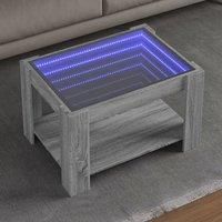 Berkfield Home Coffee Table with LED Grey Sonoma 73x53x45 cm Engineered Wood | Size: 73 x 53 x 45 cm