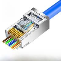 Cat6 Pass Through RJ45 Shielded Connectors Crystal End Gold-Plated 8P8C Crimp UTP Ethernet Modular
