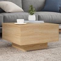 Berkfield Home Coffee Table with LED Lights Sonoma Oak 55x55x31 cm in Brown | Size: 55 x 55 x 31 cm