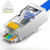 Cat6 Pass Through Shielded RJ45 Modular Plug Gold Plated 8P8C RJ45 Ends Network Connectors UTP STP