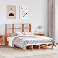 Berkfield Home Bookcase Bed without Mattress Wax Brown 120x190 cm Small Double Solid Wood