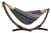 Vivere Double Cotton Hammock With Wooden Stand  Tropical