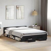 Berkfield Home Bed Frame with Drawers without Mattress Black 150x200 cm King Size
