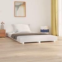 Bed Frame White 140x190 cm Solid Wood Pine