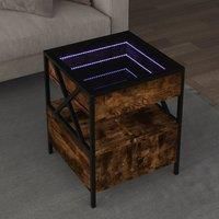 Berkfield Home Coffee Table with Infinity LED Smoked Oak 40x40x51 cm in Brown | Size: 40 x 40 x 51 cm