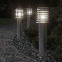 Berkfield Home Outdoor Floor Lamps with Outlet 3pcs Silver 60 cm Stainless Steel
