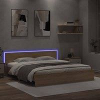 Berkfield Home Bed Frame with LED without Mattress Sonoma Oak 180x200 cm Super King in Brown