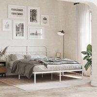 Berkfield Home Metal Bed Frame without Mattress with Headboard White 140x200cm | Size: 140x200 cm