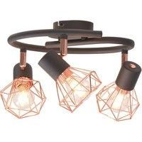 Berkfield Home Ceiling Lamp with 3 Spotlights E14 Black & Copper