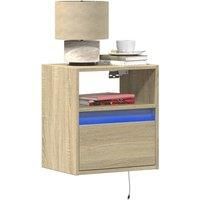 Berkfield Home Wall-mounted Bedside Cabinets with LED Lights 2 pcs Sonoma Oak in Brown