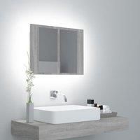 LED Mirror Cabinet Grey Sonoma 60x12x45 cm Engineered Wood