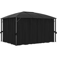 Gazebo with Curtains 400x300x265 cm Anthracite