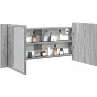 Berkfield Home LED Bathroom Mirror Cabinet Grey Sonoma 100x12x45 cm | Size: 100 x 12 x 45 cm
