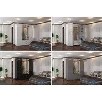 Modern High Gloss 4 Door Wardrobe White Black & Grey