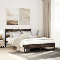 Berkfield Home Metal Bed Frame without Mattress Smoked Oak 160x200 cm in Brown