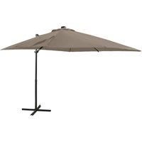 Cantilever Umbrella with Pole and LED Lights Taupe 250 cm