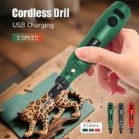 Electric Drill Pen 3 Speed Adjustable Grinder Pen Mini Cordless Drill Handheld Engraving Pen Polishing Machine with Accessories