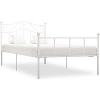 Bed Frame White Metal 100x200 cm