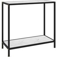 Console Table White 80x35x75 cm Tempered Glass