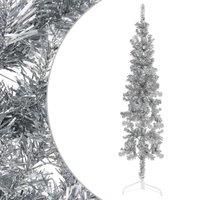 Berkfield Home Slim Artificial Half Christmas Tree with Stand Silver 180 cm