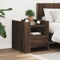 Berkfield Home Bedside Cabinet Brown Oak 45x50x50 cm Engineered Wood | Size: 45 x 50 x 50 cm
