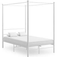 Canopy Bed Frame White Metal 140x200 cm