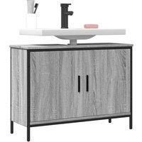 Berkfield Home Bathroom Sink Cabinet Grey Sonoma 80x30x60 cm Engineered Wood | Size: 80 x 30 x 60 cm