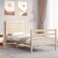 Bed Frame with Headboard Small Single Solid Wood