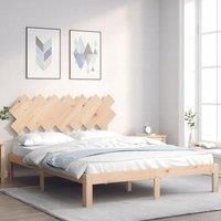 Bed Frame with Headboard 140x190 cm Solid Wood