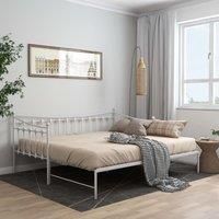Pull-out Sofa Bed Frame White Metal 90x200 cm