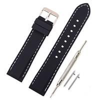 VINBAND Silicone Watch Band 4 (18, 20, 22, 24mm) (24mm, Black-White